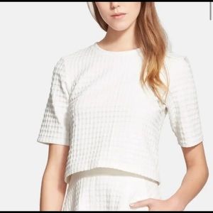 Theory White Textured Blouse Top